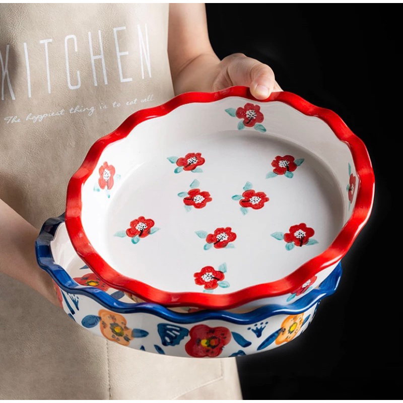 Estell Round Wave Ceramic Plate/ Piring Keramik/ Pizza Plate/ Piring Jepang/ Piring Saji/ Piring Mot