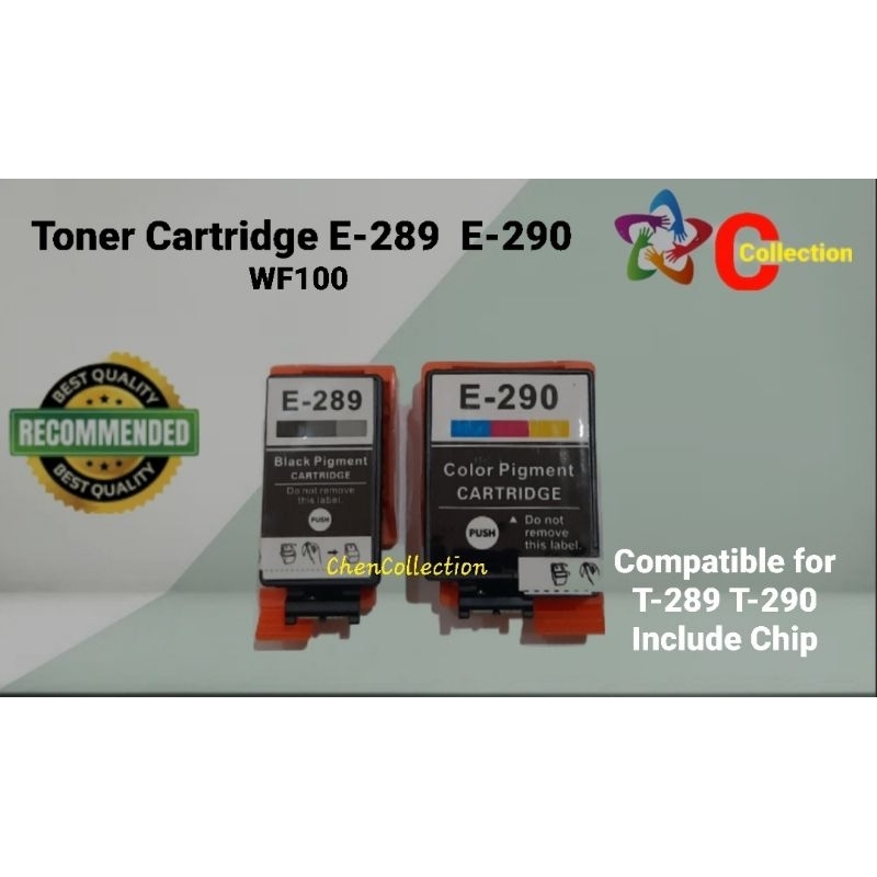 Tinta Cartridge Compatible Epson E-289 T289 Black E- 290 T290 Color WF100