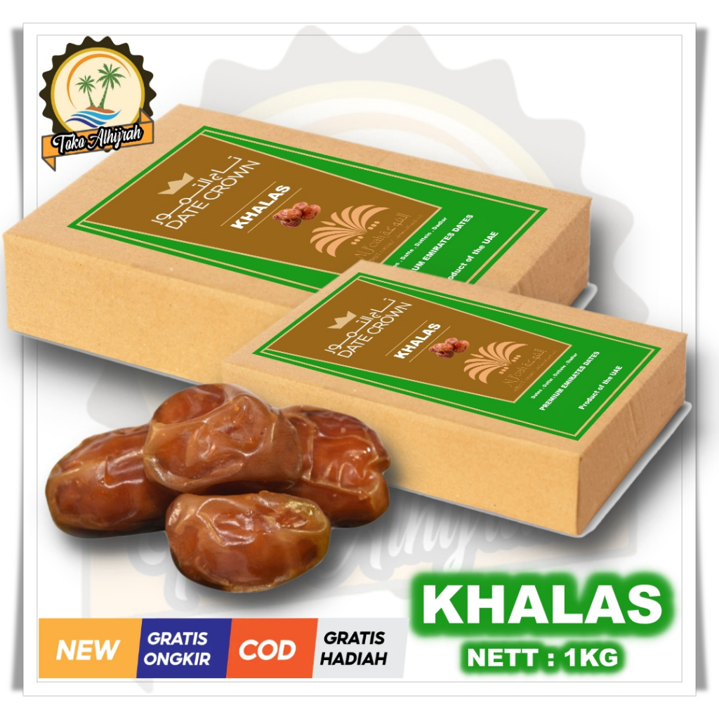 

Kurma date crown khalas 1kg original [KEMASAN BOX DUS]