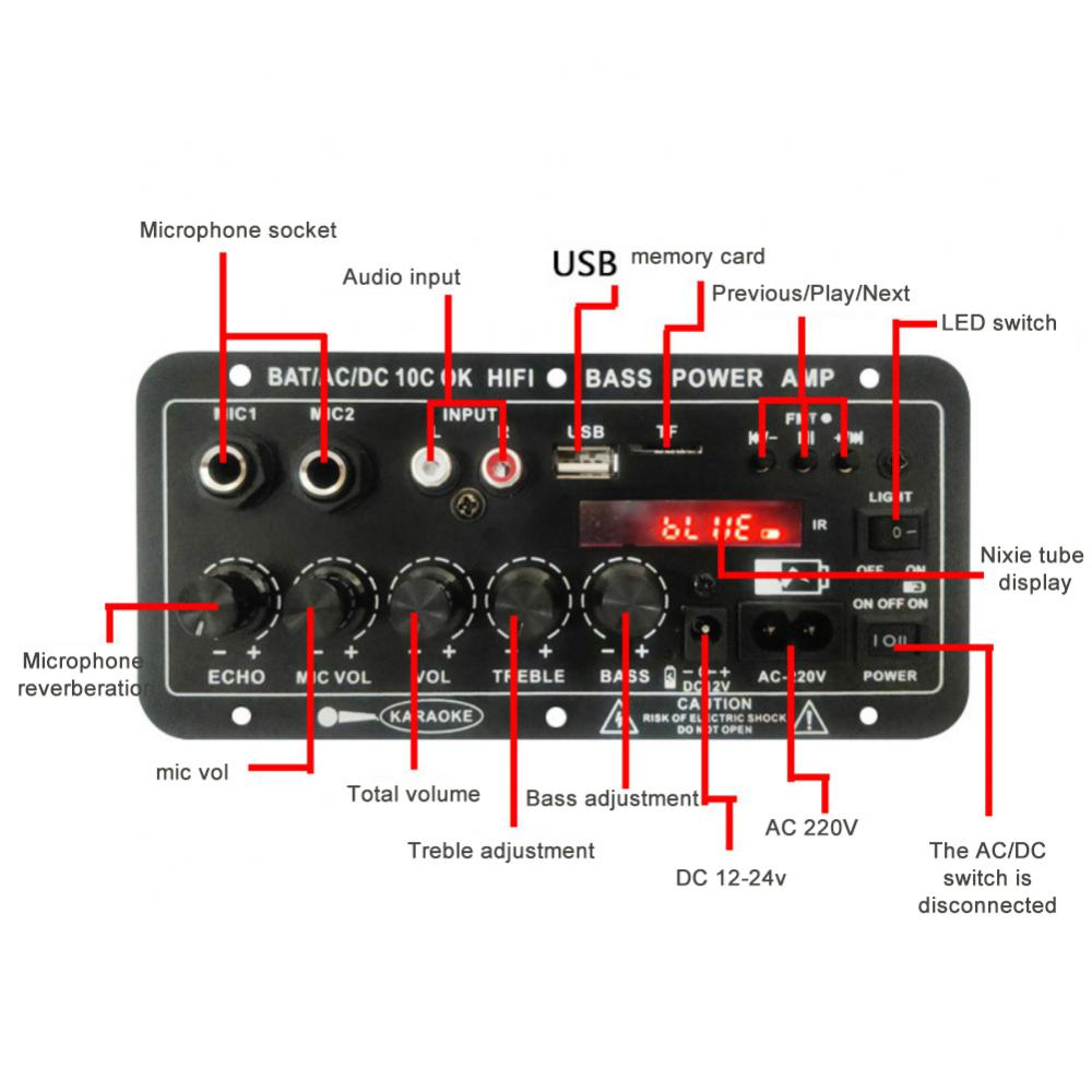 LAGI PROMO Kit Power Amplifier Bluetooth 4 -12 Inch Dengan Display Mp3 dan Soket Baterai Siap Pakai