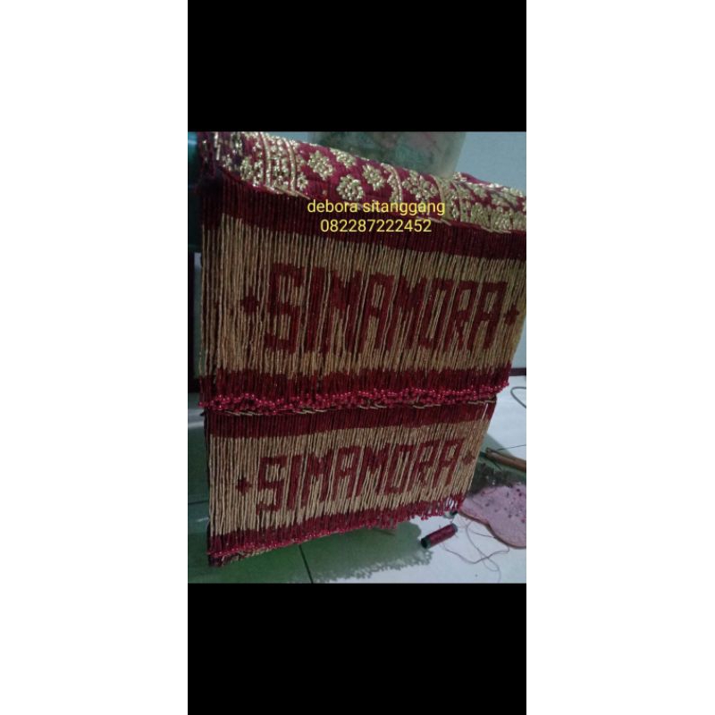 ronce selendang, juntai payet, ronce motif huruf