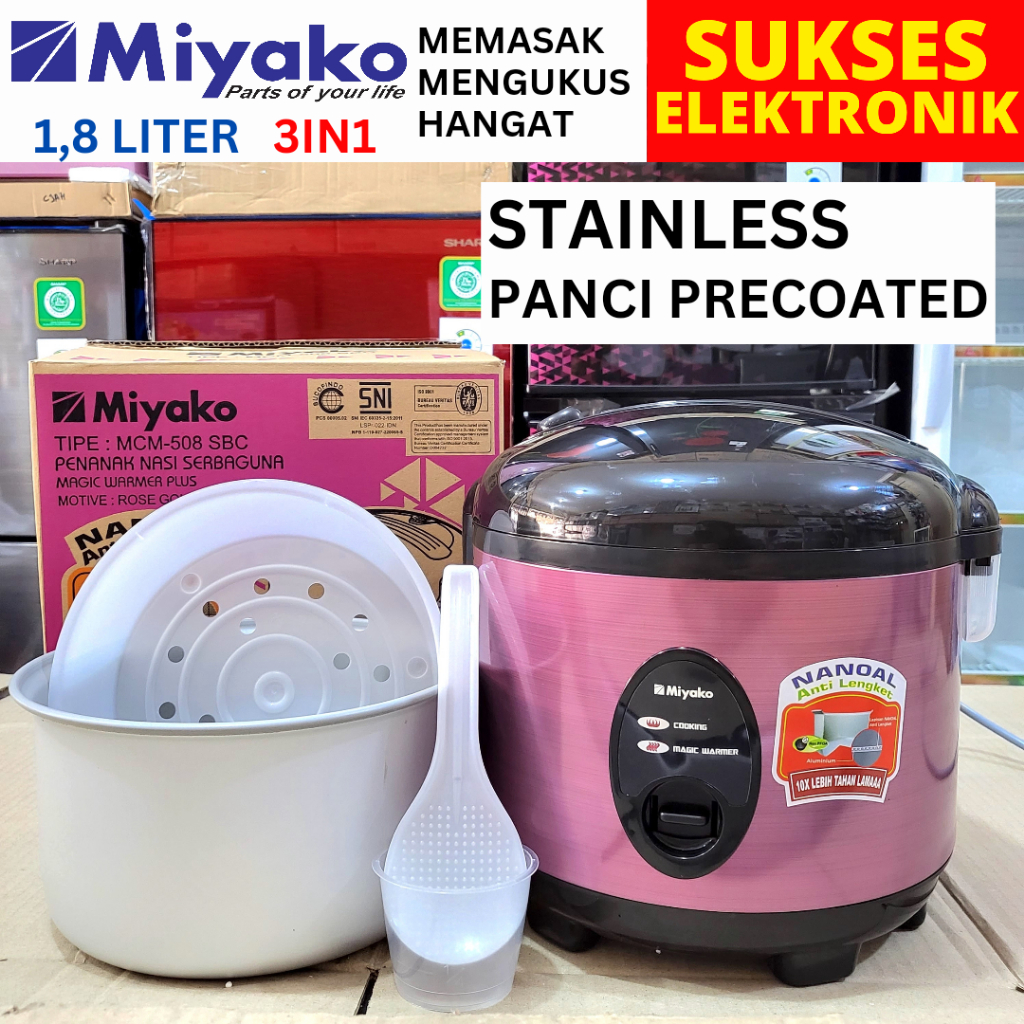RICE COOKER STAINLESS MIYAKO 1,8 LITER / MAGICOM MEJIKOM MIYACO MCM-508SBC KERAMIK 2 L