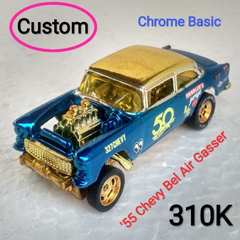 Hot Wheels 55 Chevy Bel Air Gasser Custom Chrome 50th Anniversary