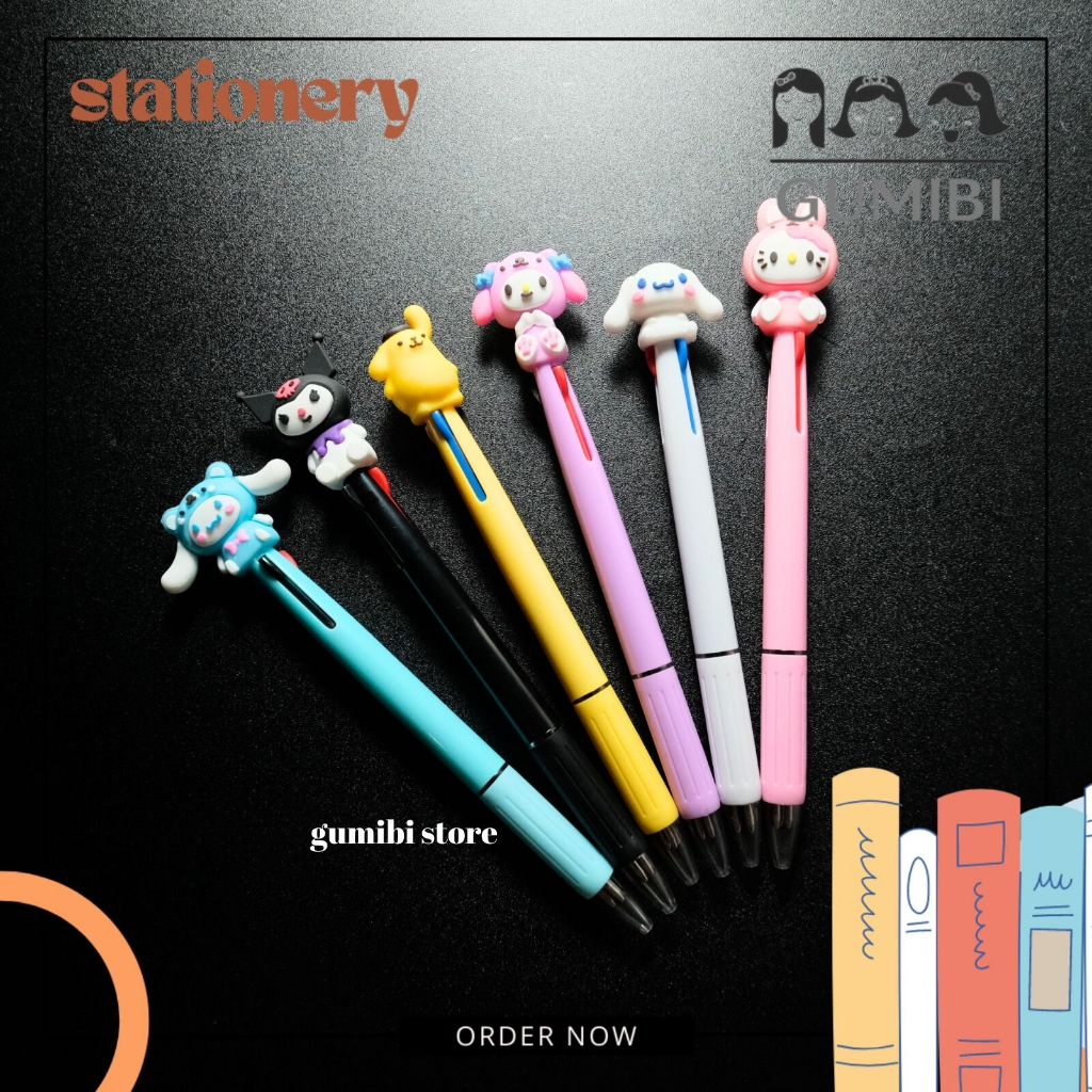 

PULPEN 3 WARNA SANRIO TINTA HITAM BIRU MERAH PEN GEL 3 WARNA KUROMI CINAMOROL