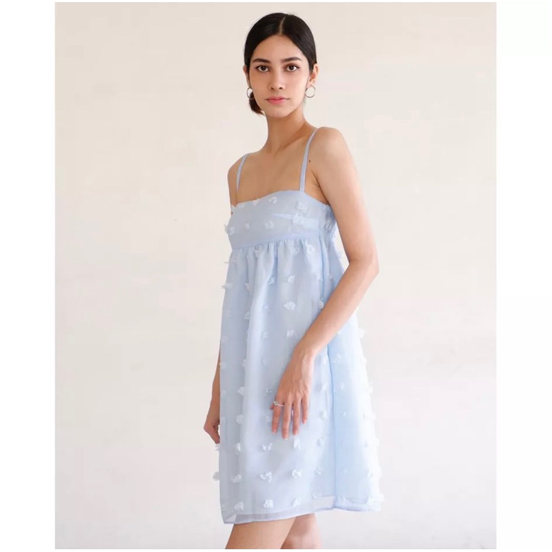Mini Babydoll Dress - Baby Blue Mini Dress - Party Dress - Warna Baby Blue