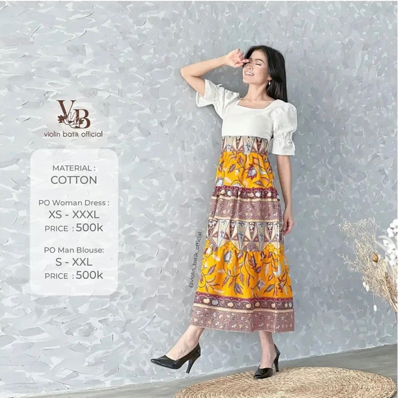 Batik Violin Midi Aline dress