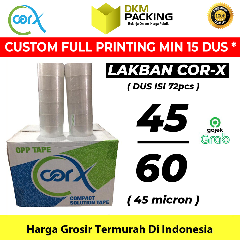 

Lakban 45mm x 60yard CorX Plakban Isolasi OPP TAPE TERMURAH OJOL / DUS