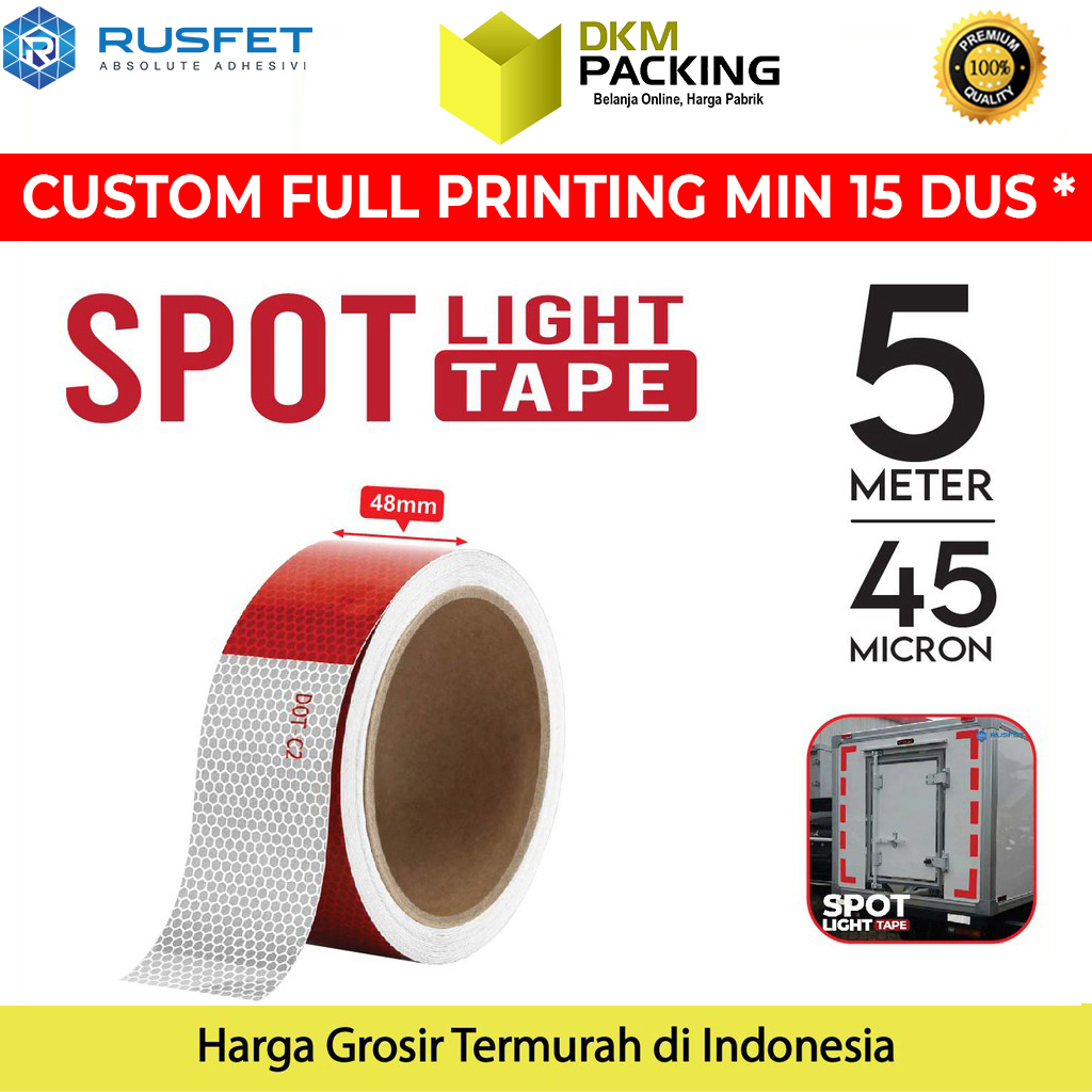 

Lakban SPOT SCOT LIGHT 48mm x 2m REFLECTIVE MARKING SECURITY SAFETY RUSFET TAPE PREMIUM TERMURAH SATUAN