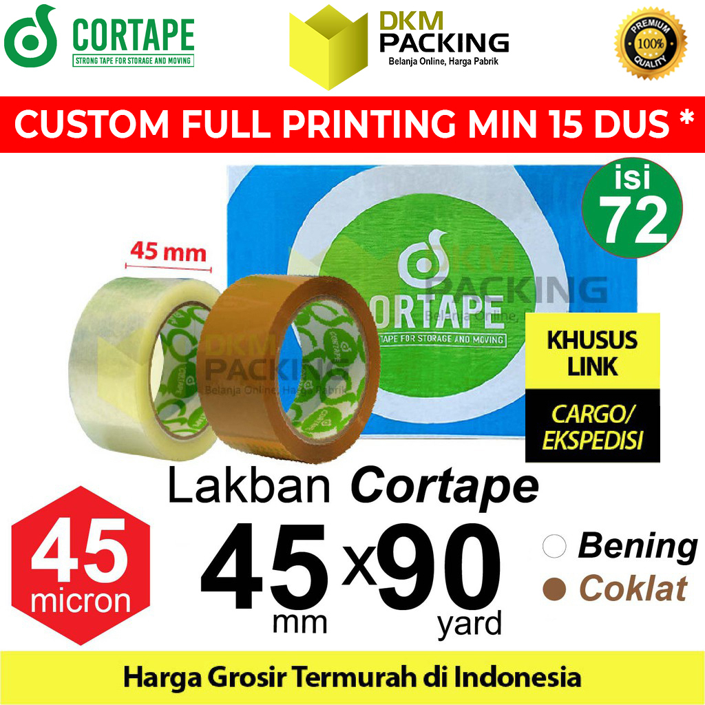 

Lakban 45mm x 90yard CORTAPE Plakban Isolasi PREMIUM TERMURAH / DUS KARGO