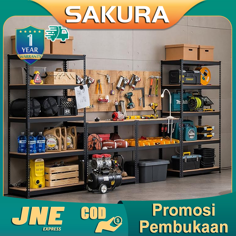 SAKURA Rak Besi Susun Serbaguna rak aquarium rak buku kayu rak gudang 4susun/5susun besi Siku rak ba