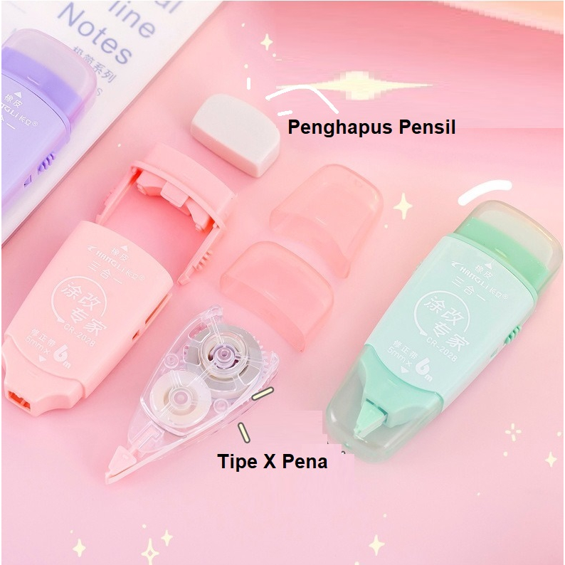 

Gannise Kombinasi Penghapus Karet Pensil dan Correction Pena Tape Tipe X Bisa Refill GN-ST0486 GN-ST0487