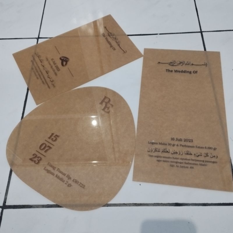 Tetes Air Telur Kosongan Hiasan Mahar Seserahan Akrilik 3mm Tanpa Background Print UV Ayat