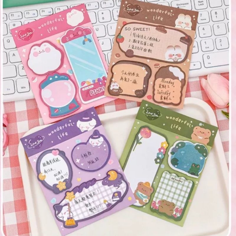 

Sticky Note 3 Ukuran 3 Bentuk Lucu Aesthetic Cantik