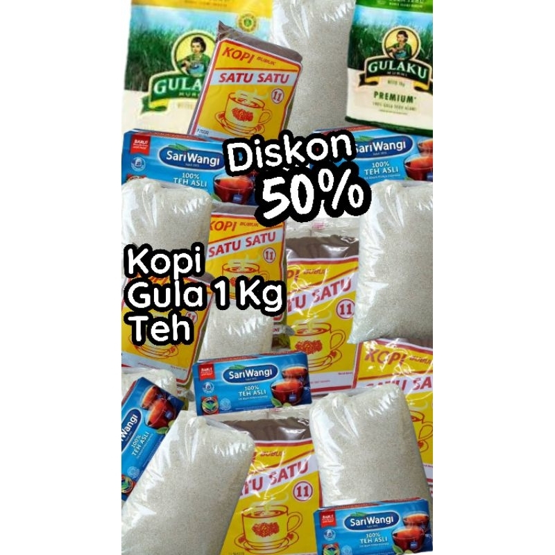 

1 Paket (Diskon Live) (GULA + KOPI + TEH)