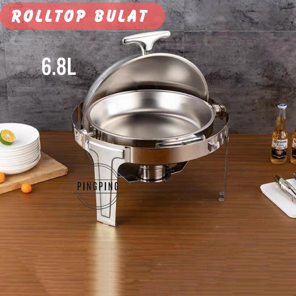 /【COD / Bayar Ditempat】RollTop Bulat Prasmanan / RollTop Segi Oval Stainlees Steel/prasmanan set sta