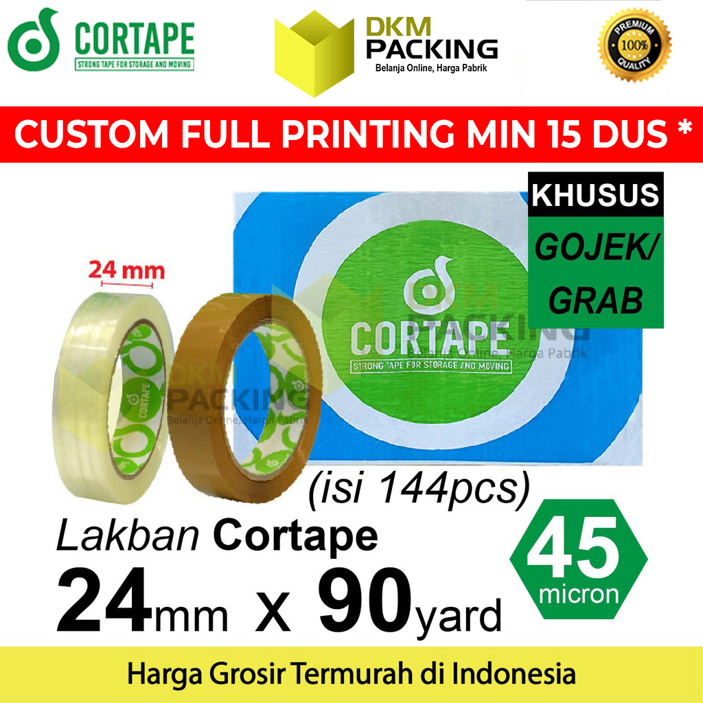 

Lakban 24mm x 90yard CORTAPE Plakban Isolasi OPP TAPE TERMURAH OJOL / DUS