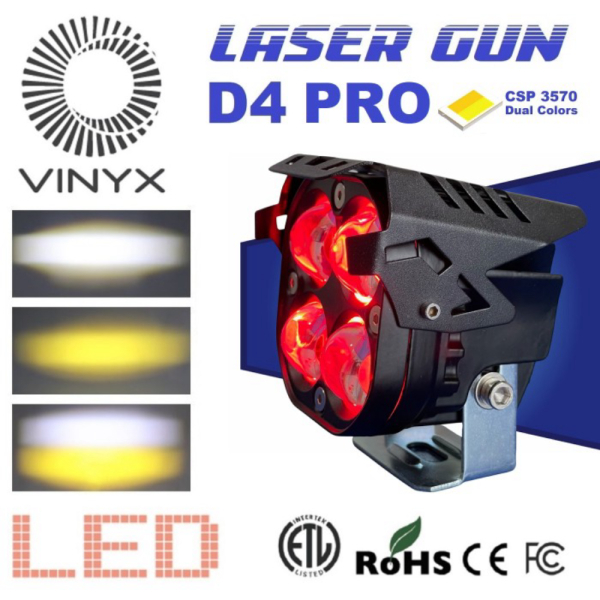 Dijual Lampu Tembak Laser Gun LED VINYX D4Pro Devil Eye Mobil Motor D4 Pro - D4 Pro Merah Limited