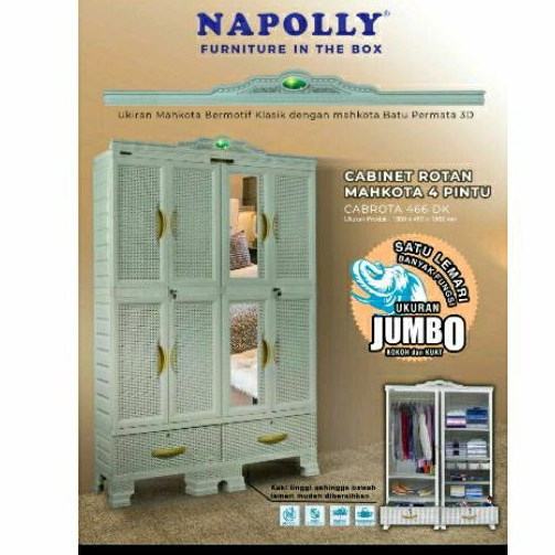 lemari plastik napolly  4 pintu