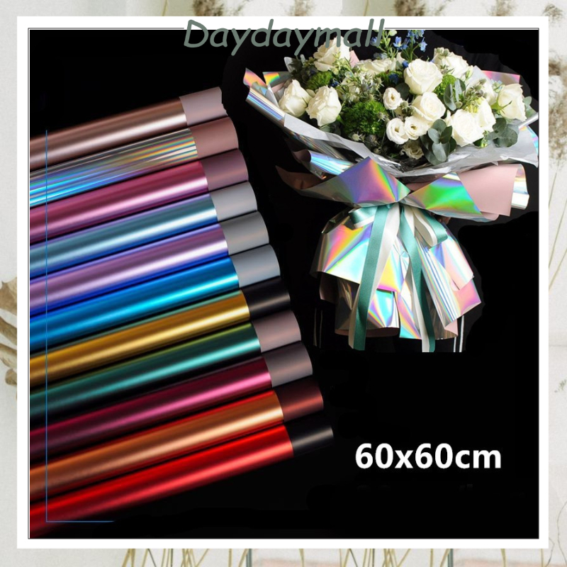 

Flower Wrapping Paper Cellophane GLOSY Mix Two Side Color Mix Kertas Bouquet Ecer 6050