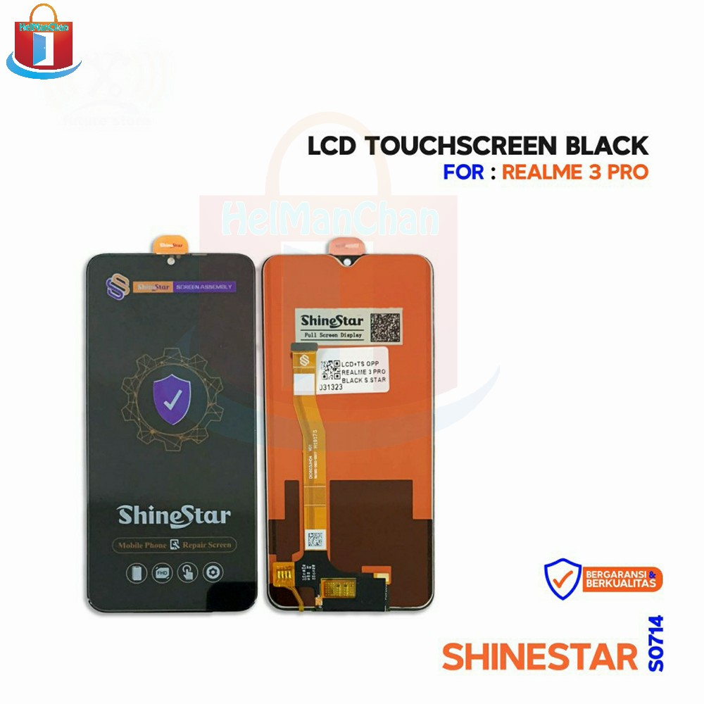 SHINESTAR LCD Touchscreen Hitam untuk Realme 3 PRO - LCD Hp Original