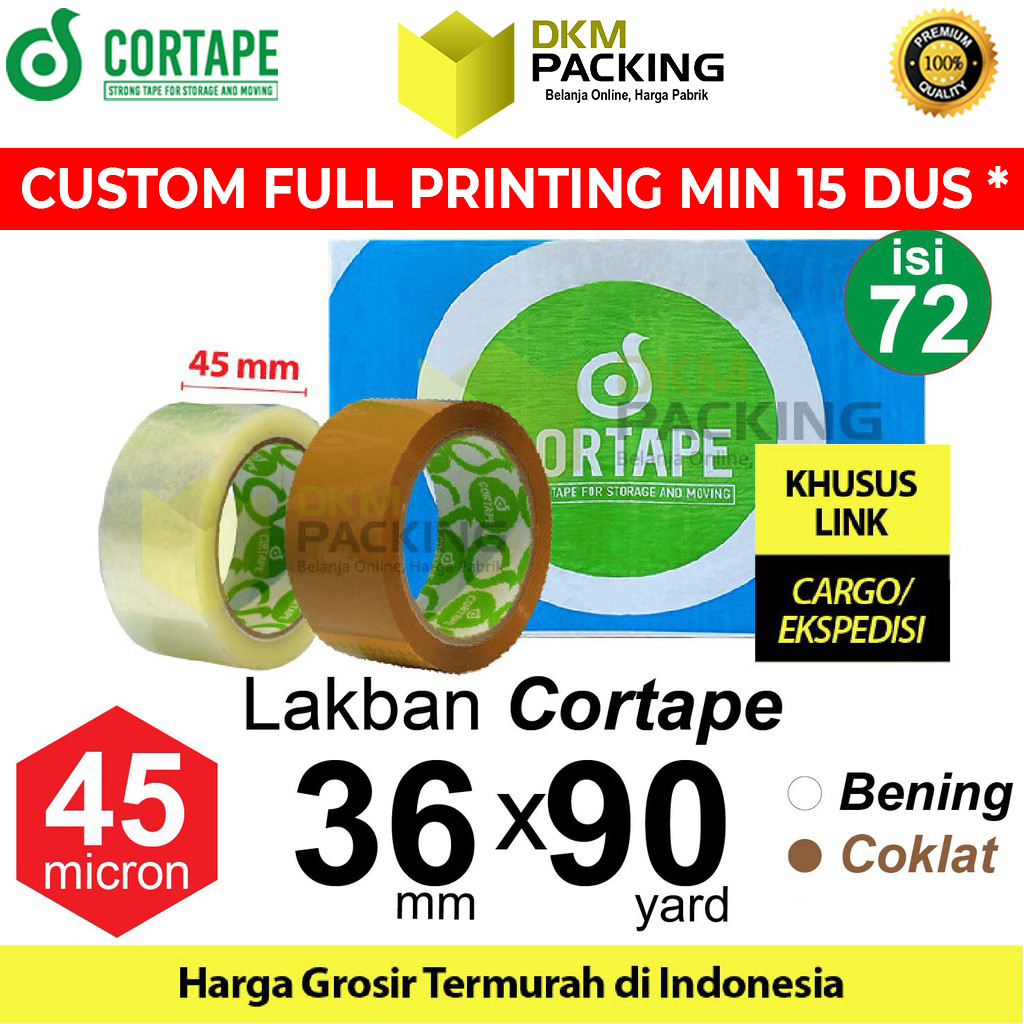 

Lakban 36mm x 90yard CORTAPE Plakban Isolasi PREMIUM TERMURAH / DUS KARGO