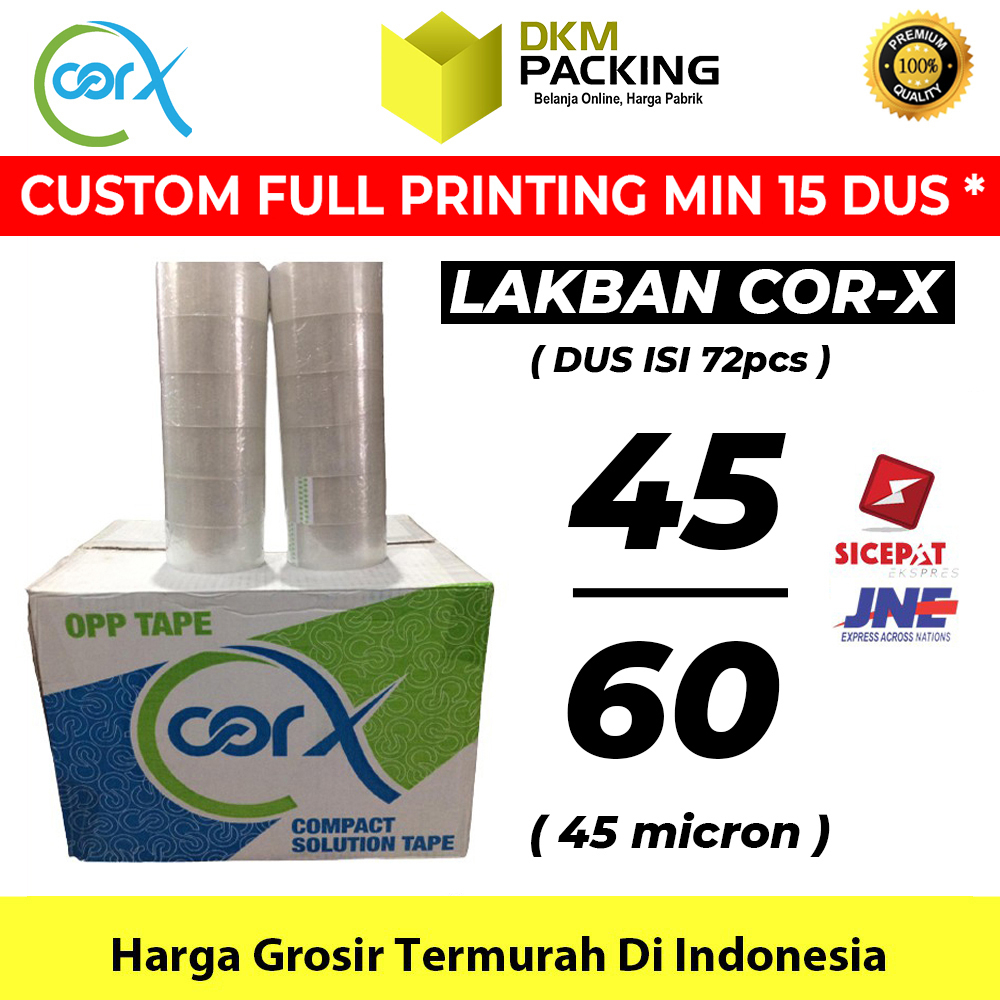 

Lakban 45mm x 60yard CorX Plakban Isolasi PREMIUM TERMURAH / DUS KARGO