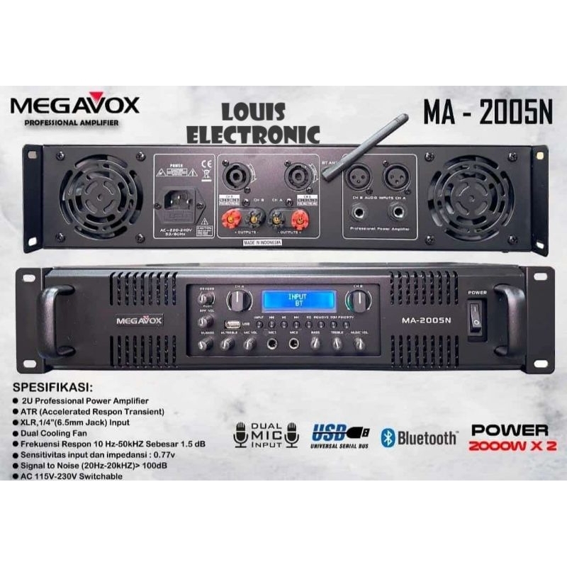 Power Amplifier MEGAVOX MA-2005N 2005N Bluetooth ORIGINAL