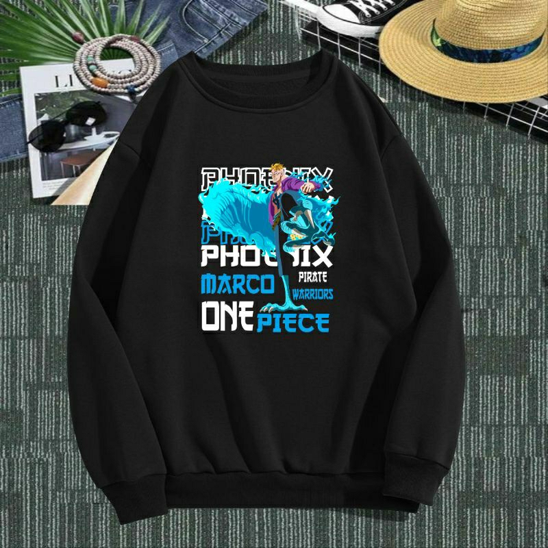 Sweater Anime One Piece Marco Phoenix Crewneck Jaket Anime One Piece