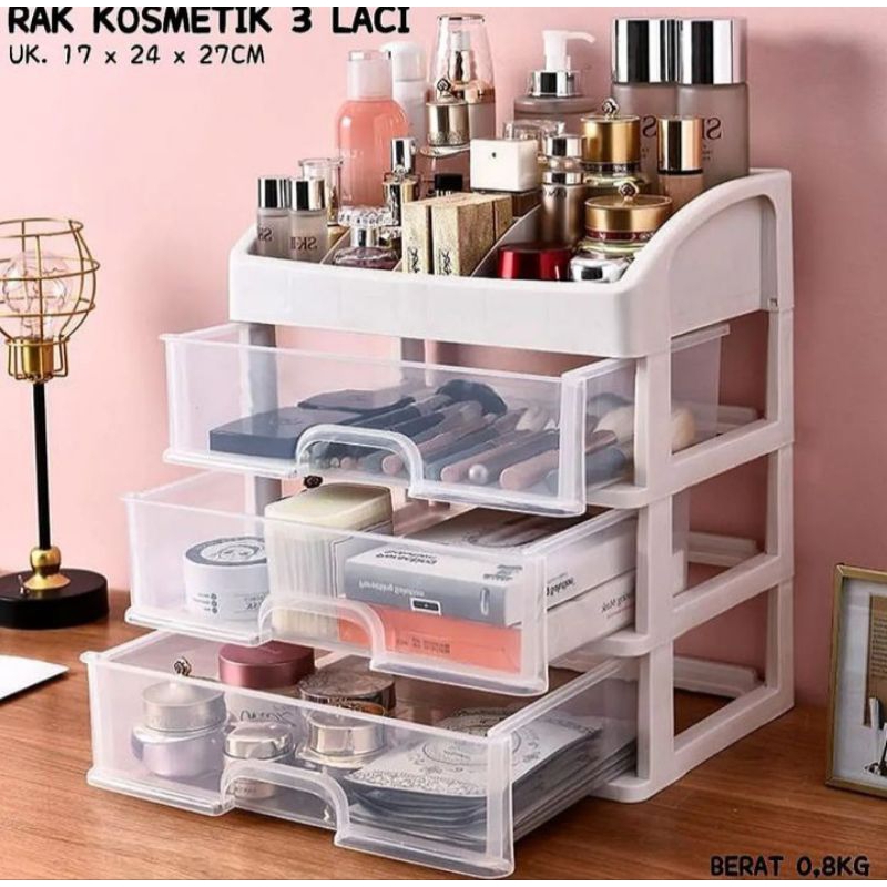 Rak Kosmetik 3 Laci Plastik Besar Sakura