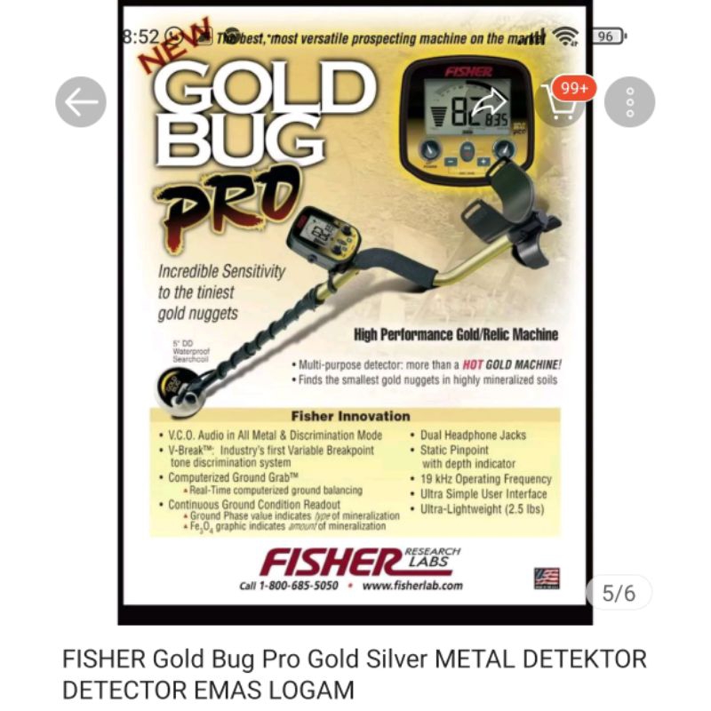 alat detektor emas atau logam / metal detektor gold bug pro