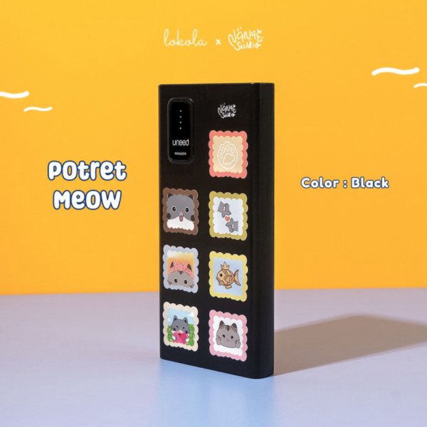 Unik Powerbank 10.000mAh Lokola by Uneed x Nanae Studio - Potret Meow Blk Diskon