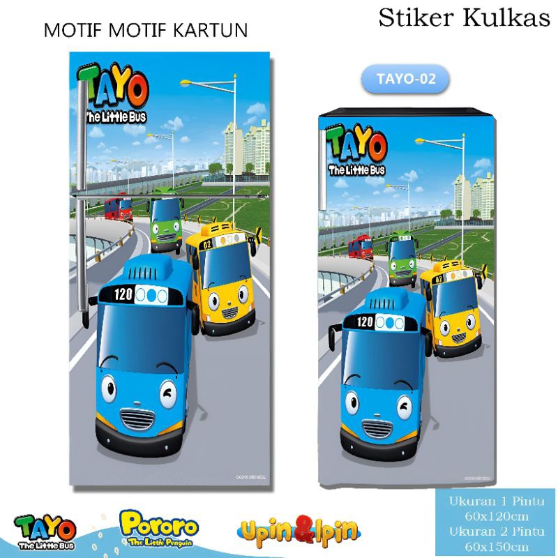 Pilihan stiker kulkas 1 pintu dan 2 pintu motif tayo
