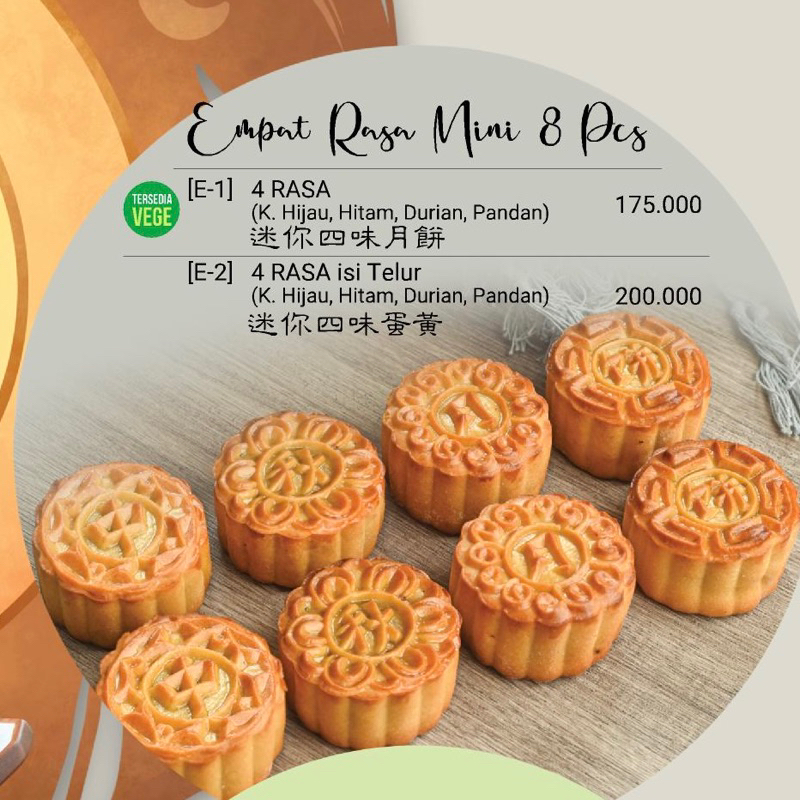 

Mooncake WANG LAI Mini 4 Rasa 8 pcs Kue Bulan WANGLAI Mini Vege Telur