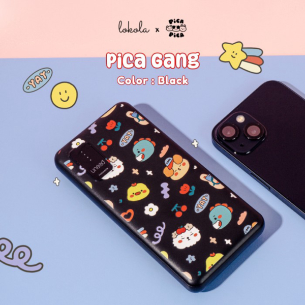 Dijual Powerbank with Multiple Connector 10.000mAh Lokola by Uneed x PicaPica - Picagang Black Murah