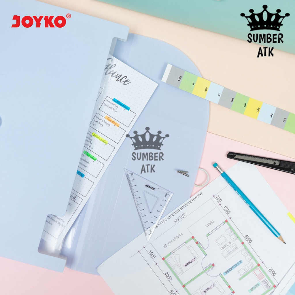 

HJK Expanding File Map Harmonika Joyko EF-8F4 Pastel Color 7 Pocket F4