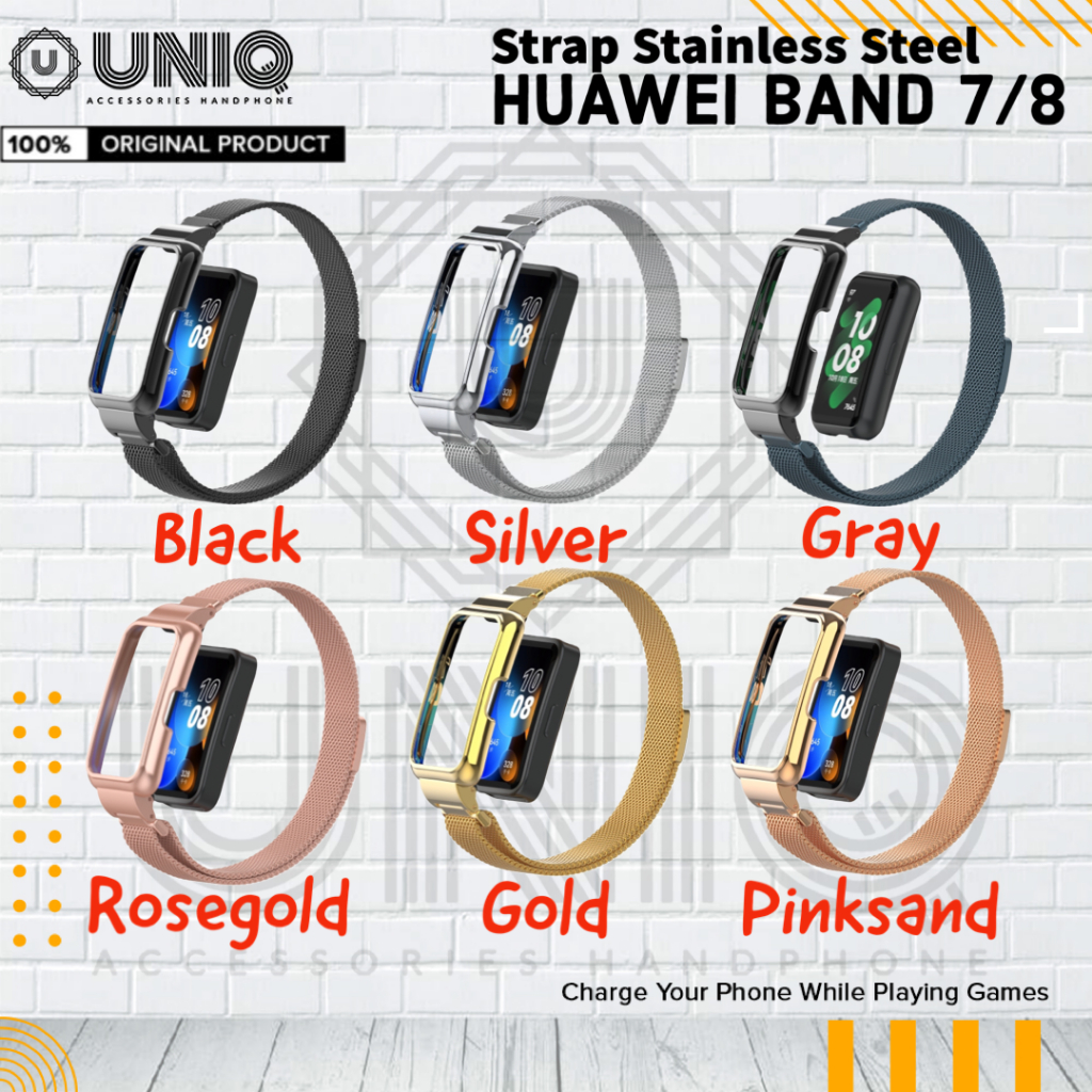 Finchy Strap Stainless Steel Case Huawei Band 7 8 Smartwatch Strap Milanese Magnetic Loop Casing Hua