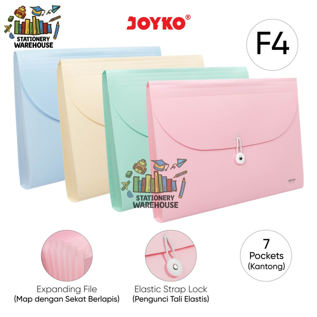

Expanding File Map Harmonika Joyko EF-8F4 Pastel Color 7 Pocket F4