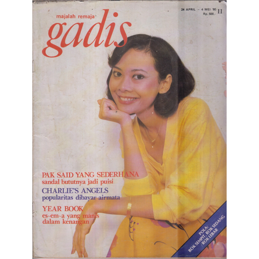MAJALAH GADIS NO. 11 TH. VII 24 APRIL - 4 MEI 1980 HANNY