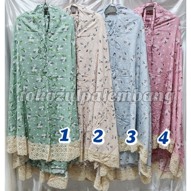 Mukena RAYON MOTIF RENDA BESAR Resleting Leher | Mukena Jumbo Bahan Katun Rayon Adem 2 in 1