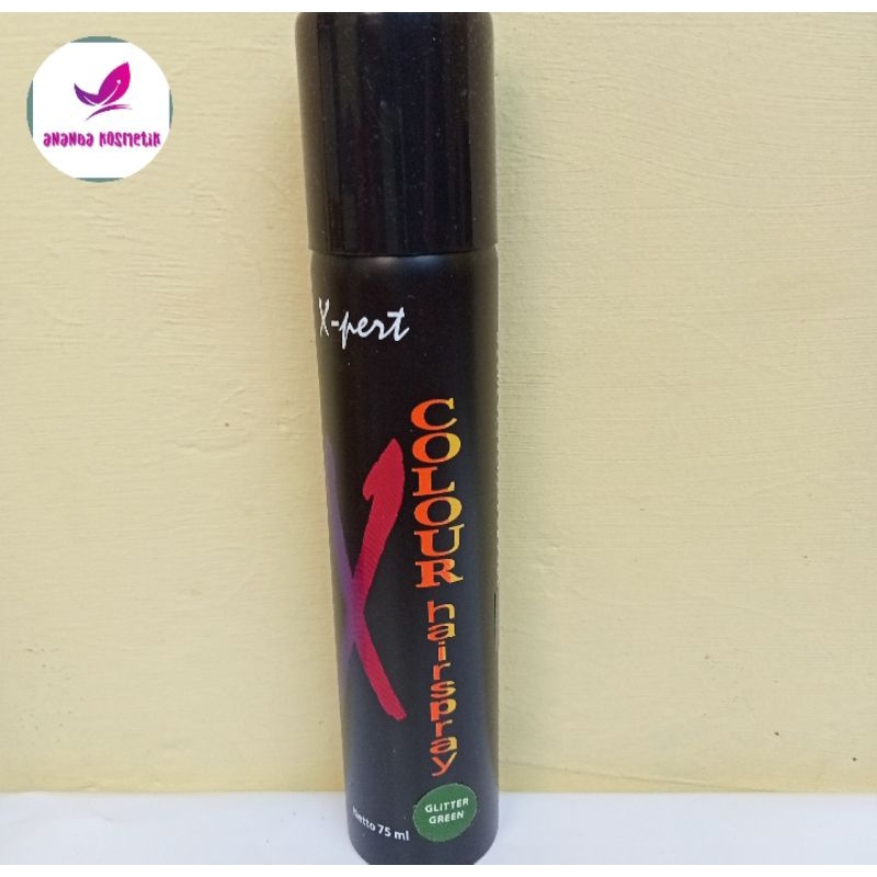 HAIRSPRAY COLOR XPERT EXPERT GREEN GLITTER 75ML - HAIR SPRAY PEWARNA RAMBUT