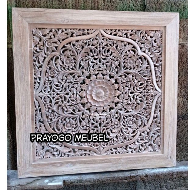 panel hiasan dinding ukir antik kayu jati jepara dekorasi rumah ukir motif bali pigura dinding