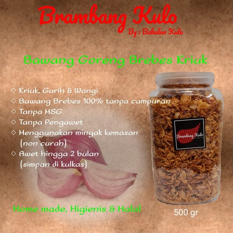 

Bawang Goreng Brebes 500gr Toples - Brambang Kulo