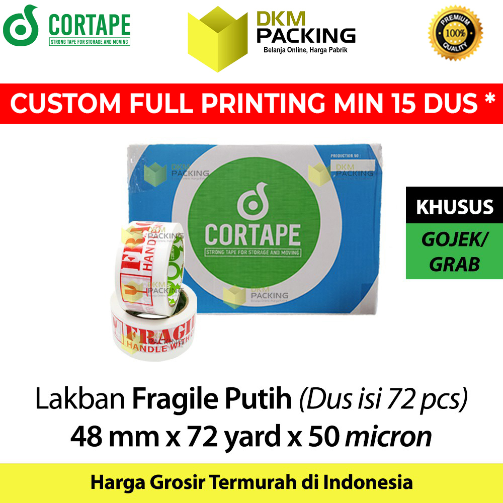 

Lakban FRAGILE Putih 48mm JANGAN DIBANTING HANDLE WITH CARE Plakban Isolasi TERMURAH GOJEK / DUS