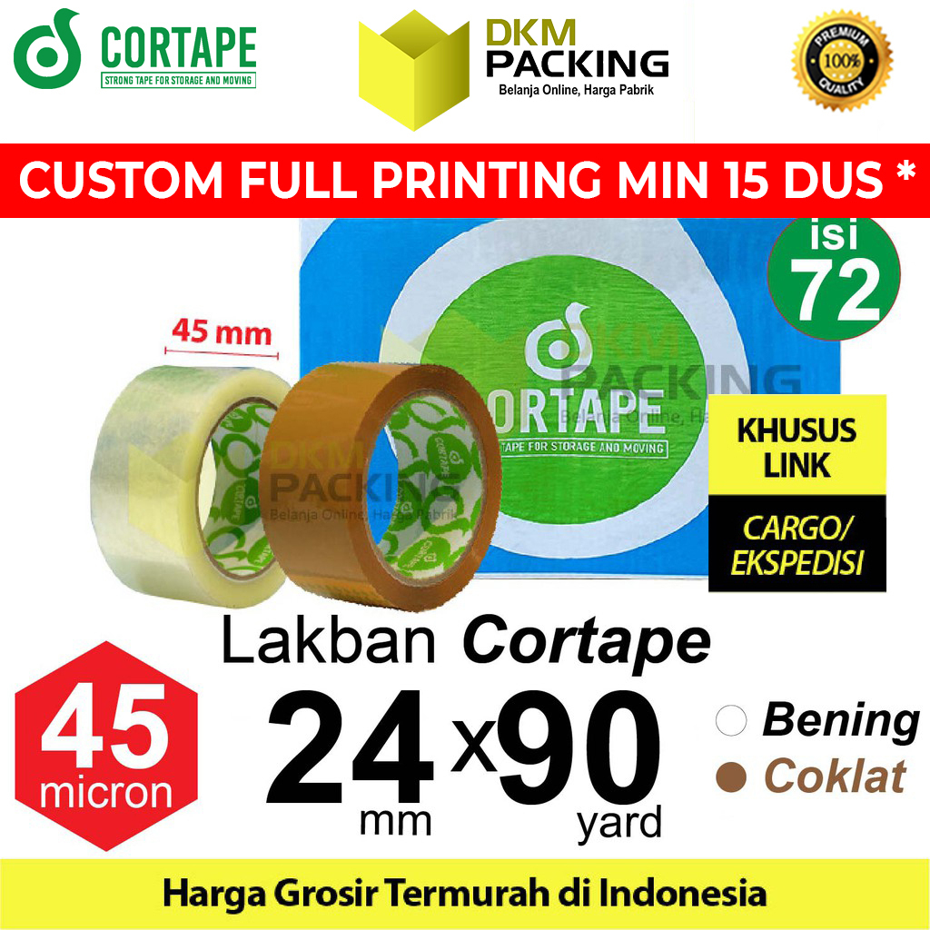 

Lakban 24mm x 90yard CORTAPE Plakban Isolasi PREMIUM TERMURAH / DUS KARGO
