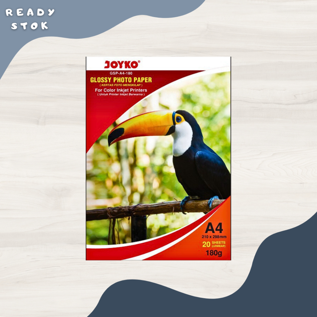 

KERTAS FOTO / GLOSSY PHOTO PAPER A4 / GLOSSY PHOTO PAPER GSP - A4 - 180 JOYKO