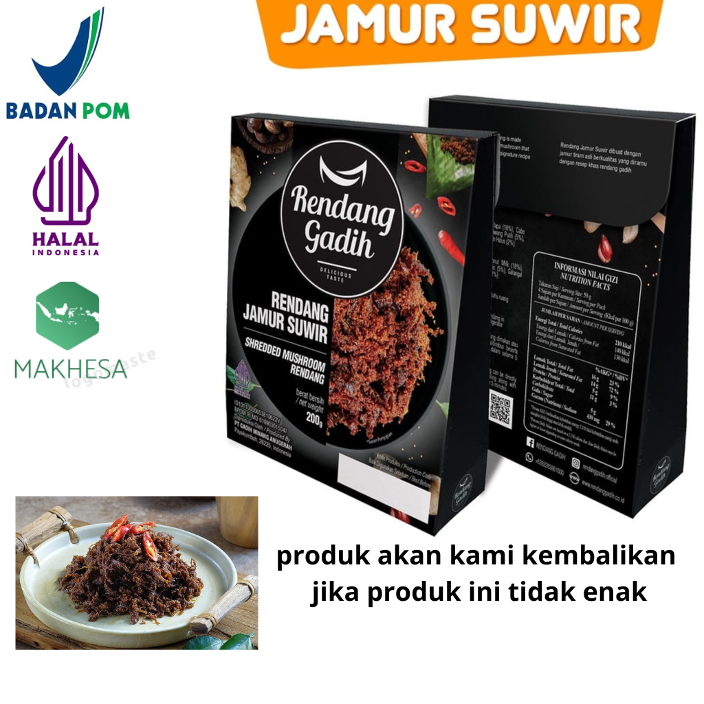 

Rendang Gadih - Rendang Jamur Suwir Makanan Instan