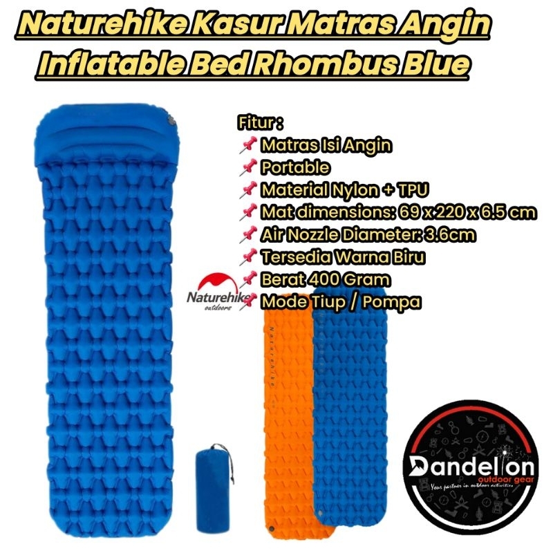 Naturehike Kasur Matras Angin Inflatable Bed Rhombus Blue