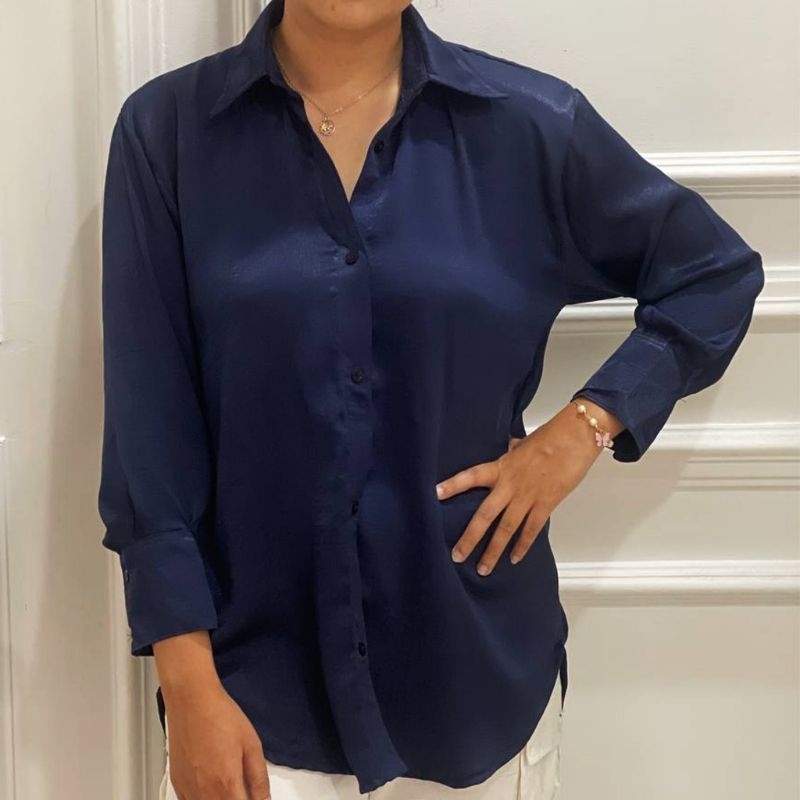 Kemeja Richi Silk / Basic kemeja / Shimmer santorini