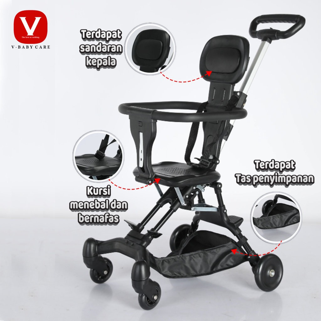 V-BABYCARE Stroller Baby/ Kereta Dorong Balita Lipat /Magic Stroller Baby 2 Way Travel /
