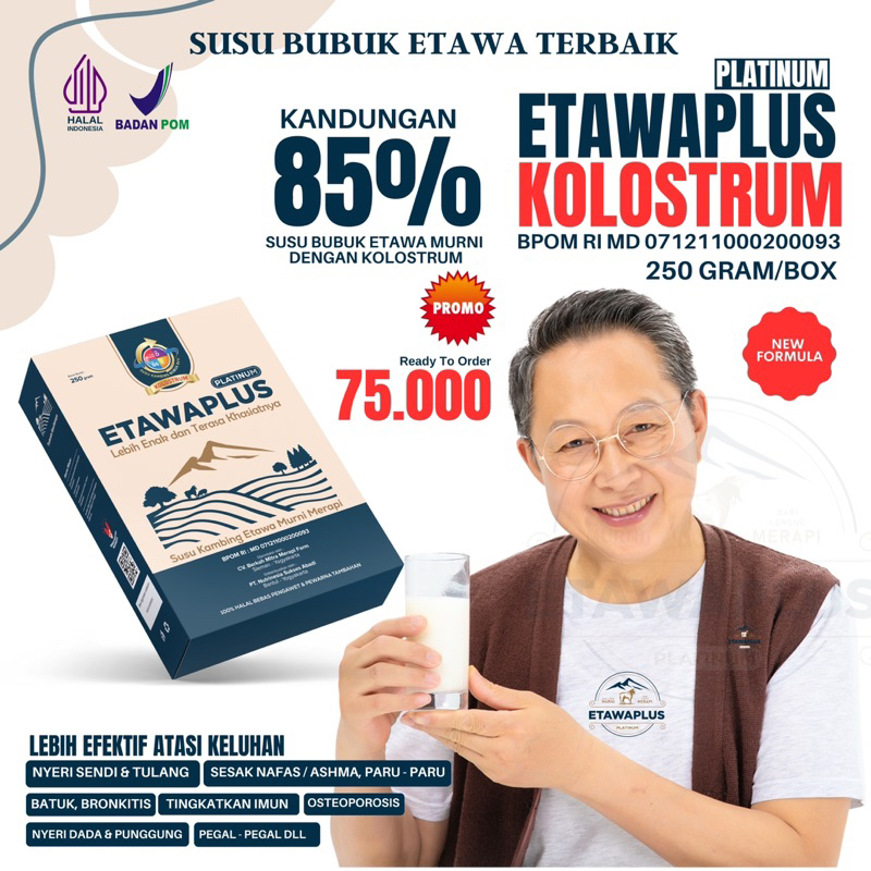 

[Resmi BPOM] Susu Etawaplus Kolostrum | Susu Therapy Sesak Nafas dan Nyeri Sendi serta Osteoporosis Isi Kemasan 250gram